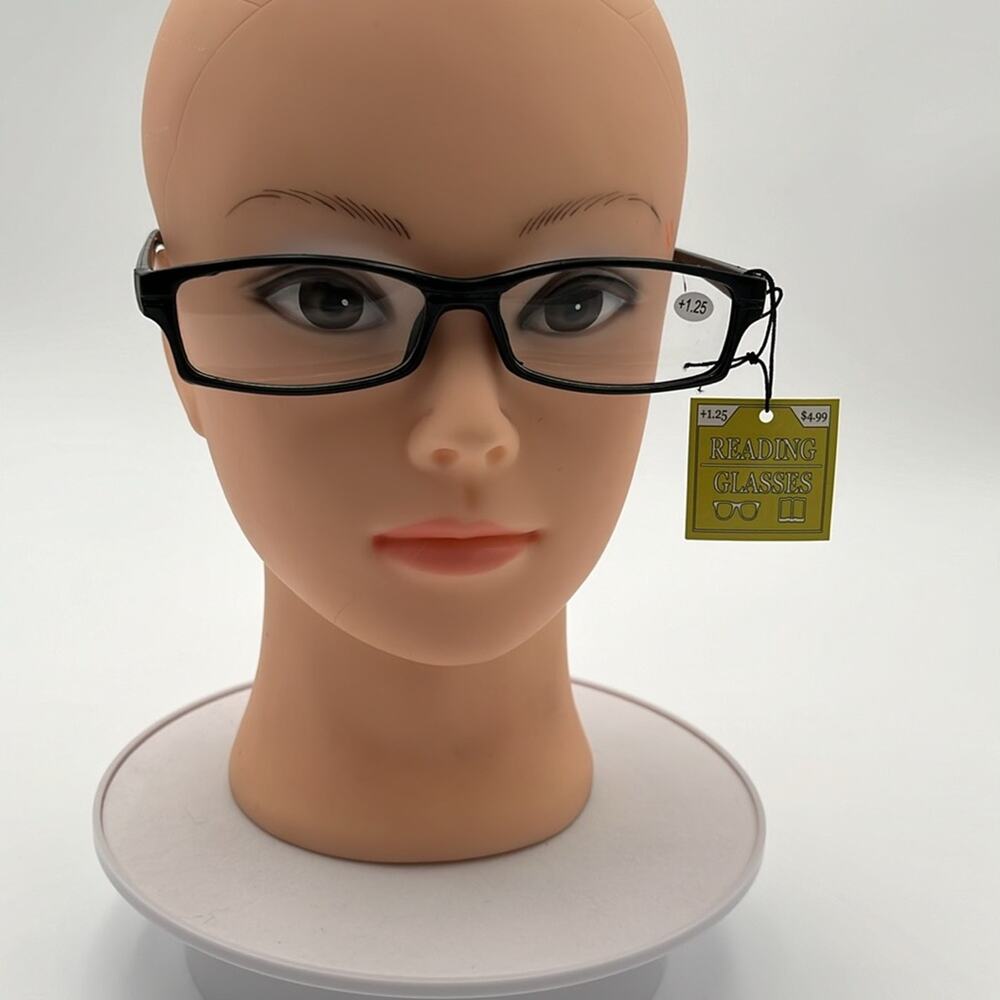 Set of 2 Rectangular Shaped Lens Reading Glasses 1.25 strength black